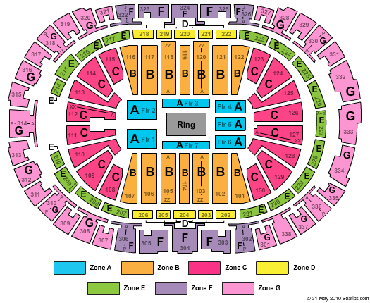 PNC Arena WWE Zone Seating Chart